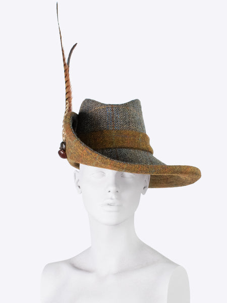 Water Resistant Large Brim Hat. Rust & Navy Blue – Sara Tiara